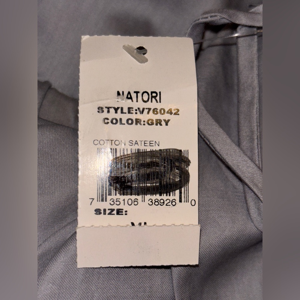 Natori Sateen Cotton Satin Pajama Set XL NEW Silver Gray 2Pc Button Top & Pants - Picture 14 of 14